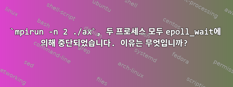 `mpirun -n 2 ./ax`, 두 프로세스 모두 epoll_wait에 의해 중단되었습니다. 이유는 무엇입니까?