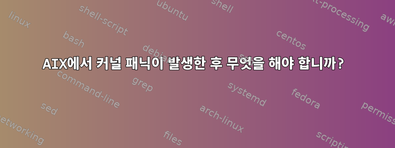 AIX에서 커널 패닉이 발생한 후 무엇을 해야 합니까?