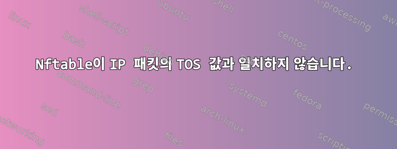 Nftable이 IP 패킷의 TOS 값과 일치하지 않습니다.