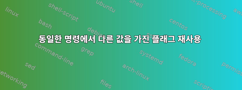 동일한 명령에서 다른 값을 가진 플래그 재사용