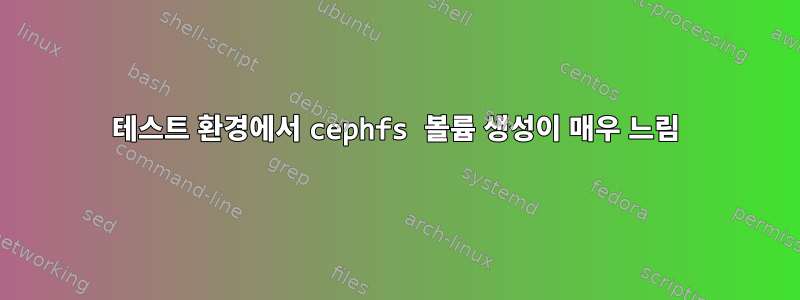 테스트 환경에서 cephfs 볼륨 생성이 매우 느림