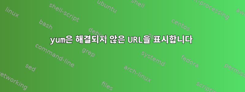 yum은 해결되지 않은 URL을 표시합니다