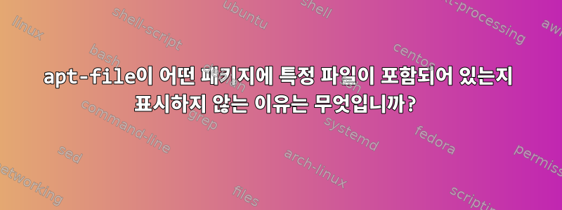 apt-file이 어떤 패키지에 특정 파일이 포함되어 있는지 표시하지 않는 이유는 무엇입니까?