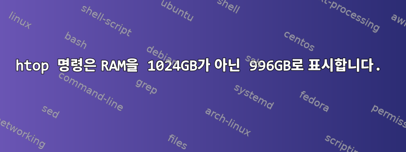 htop 명령은 RAM을 1024GB가 아닌 996GB로 표시합니다.