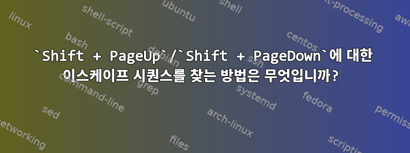 `Shift + PageUp`/`Shift + PageDown`에 대한 이스케이프 시퀀스를 찾는 방법은 무엇입니까?