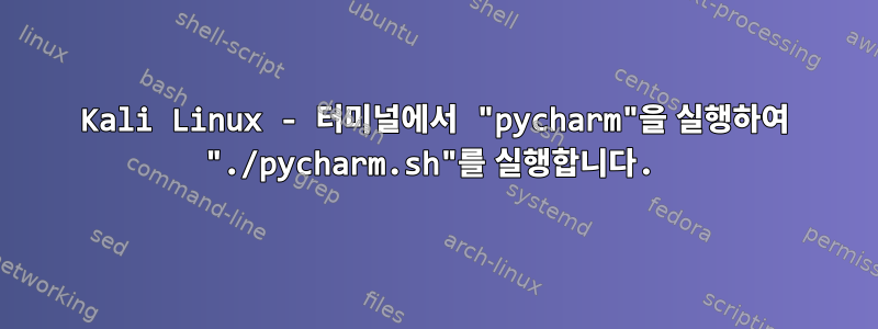 Kali Linux - 터미널에서 "pycharm"을 실행하여 "./pycharm.sh"를 실행합니다.