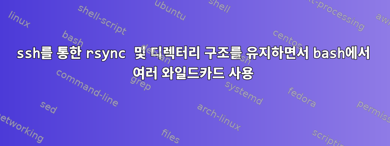 ssh를 통한 rsync 및 디렉터리 구조를 유지하면서 bash에서 여러 와일드카드 사용