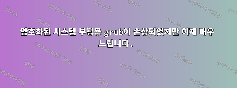 암호화된 시스템 부팅용 grub이 손상되었지만 이제 매우 느립니다.