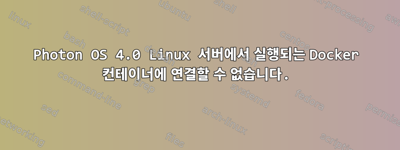 Photon OS 4.0 Linux 서버에서 실행되는 Docker 컨테이너에 연결할 수 없습니다.