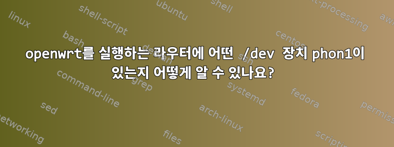 openwrt를 실행하는 라우터에 어떤 /dev 장치 phon1이 있는지 어떻게 알 수 있나요?