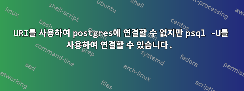 URI를 사용하여 postgres에 연결할 수 없지만 psql -U를 사용하여 연결할 수 있습니다.