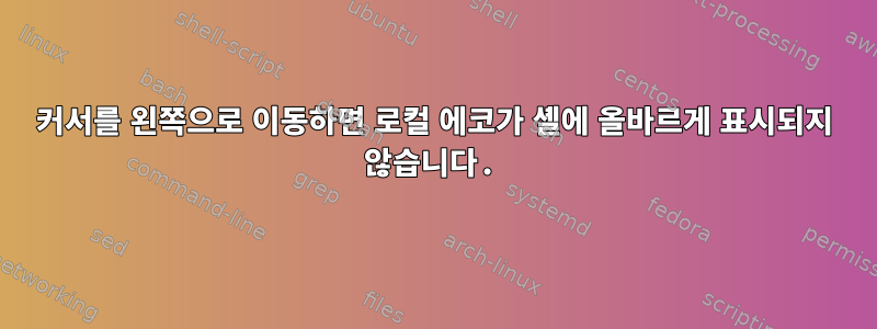 커서를 왼쪽으로 이동하면 로컬 에코가 셸에 올바르게 표시되지 않습니다.