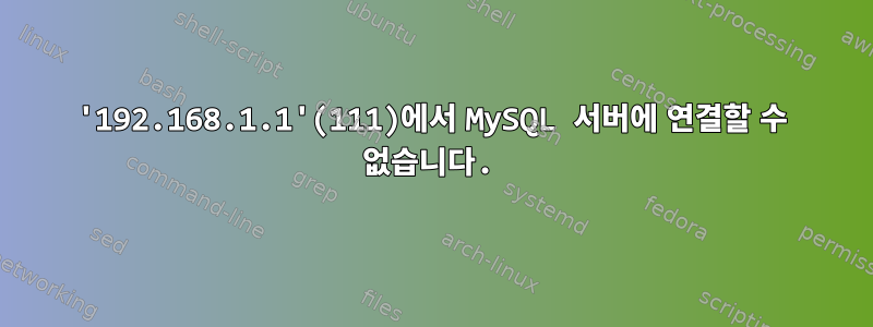 '192.168.1.1'(111)에서 MySQL 서버에 연결할 수 없습니다.