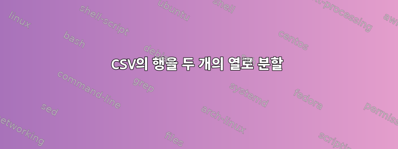 CSV의 행을 두 개의 열로 분할