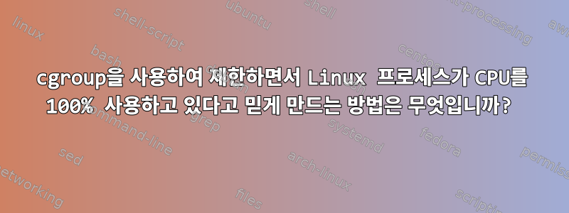 cgroup을 사용하여 제한하면서 Linux 프로세스가 CPU를 100% 사용하고 있다고 믿게 만드는 방법은 무엇입니까?