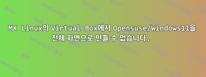 MX Linux의 Virtual Box에서 Opensuse/Windows11을 전체 화면으로 만들 수 없습니다.