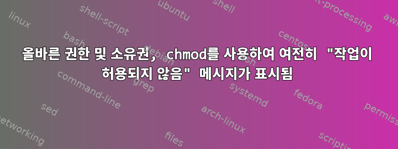 올바른 권한 및 소유권, chmod를 사용하여 여전히 "작업이 허용되지 않음" 메시지가 표시됨