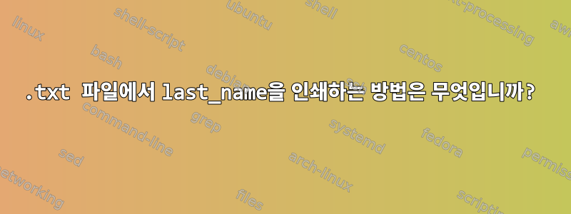 .txt 파일에서 last_name을 인쇄하는 방법은 무엇입니까?