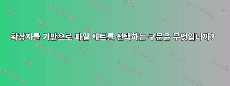 확장자를 기반으로 파일 세트를 선택하는 구문은 무엇입니까?