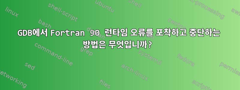 GDB에서 Fortran 90 런타임 오류를 포착하고 중단하는 방법은 무엇입니까?