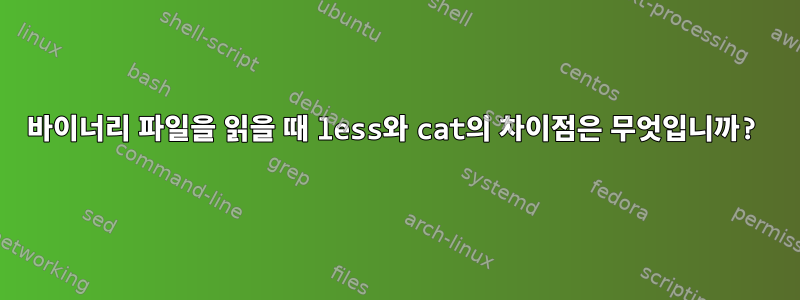 바이너리 파일을 읽을 때 less와 cat의 차이점은 무엇입니까?