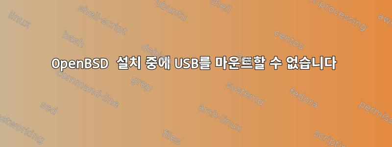 OpenBSD 설치 중에 USB를 마운트할 수 없습니다