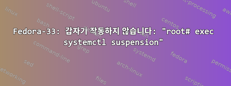 Fedora-33: 갑자기 작동하지 않습니다: "root# exec systemctl suspension"