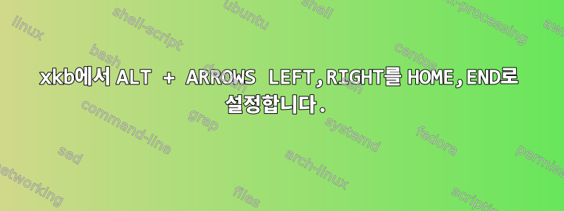 xkb에서 ALT + ARROWS LEFT,RIGHT를 HOME,END로 설정합니다.