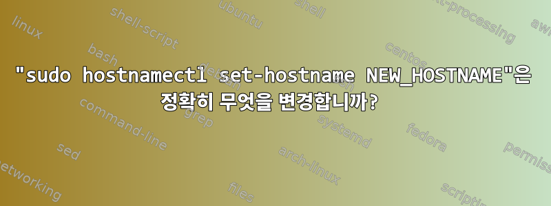 "sudo hostnamectl set-hostname NEW_HOSTNAME"은 정확히 무엇을 변경합니까?