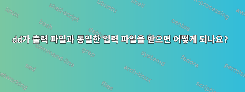 dd가 출력 파일과 동일한 입력 파일을 받으면 어떻게 되나요?