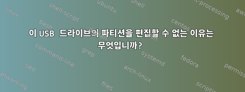 이 USB 드라이브의 파티션을 편집할 수 없는 이유는 무엇입니까?