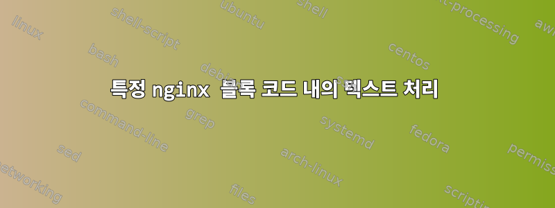 특정 nginx 블록 코드 내의 텍스트 처리