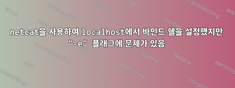 netcat을 사용하여 localhost에서 바인드 쉘을 설정했지만 "-e" 플래그에 문제가 있음