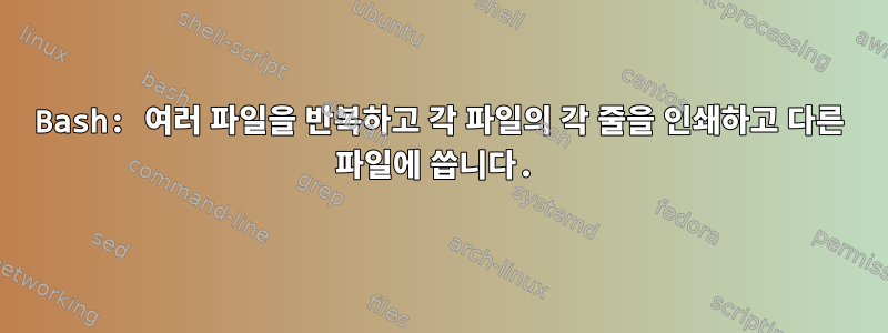 Bash: 여러 파일을 반복하고 각 파일의 각 줄을 인쇄하고 다른 파일에 씁니다.