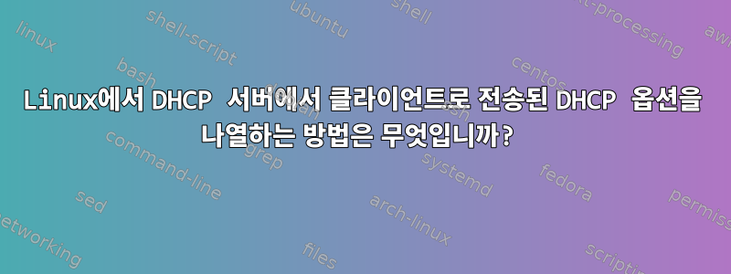 Linux에서 DHCP 서버에서 클라이언트로 전송된 DHCP 옵션을 나열하는 방법은 무엇입니까?