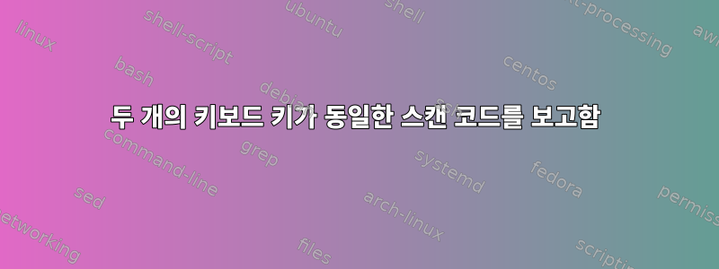 두 개의 키보드 키가 동일한 스캔 코드를 보고함