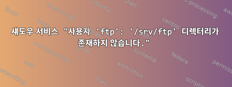 섀도우 서비스 "사용자 'ftp': '/srv/ftp' 디렉터리가 존재하지 않습니다."