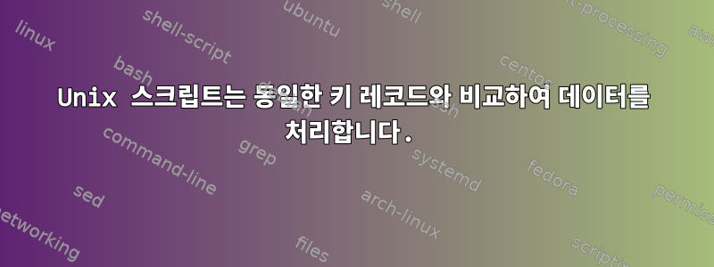 Unix 스크립트는 동일한 키 레코드와 비교하여 데이터를 처리합니다.