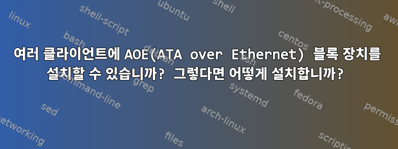 여러 클라이언트에 AOE(ATA over Ethernet) 블록 장치를 설치할 수 있습니까? 그렇다면 어떻게 설치합니까?