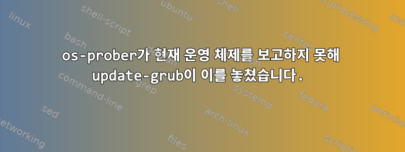 os-prober가 현재 운영 체제를 보고하지 못해 update-grub이 이를 놓쳤습니다.