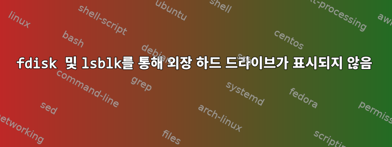 fdisk 및 lsblk를 통해 외장 하드 드라이브가 표시되지 않음