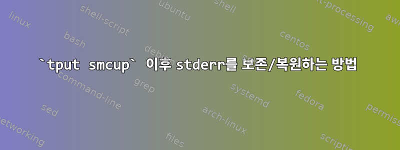 `tput smcup` 이후 stderr를 보존/복원하는 방법