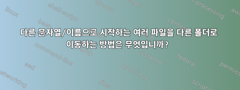 다른 문자열/이름으로 시작하는 여러 파일을 다른 폴더로 이동하는 방법은 무엇입니까?