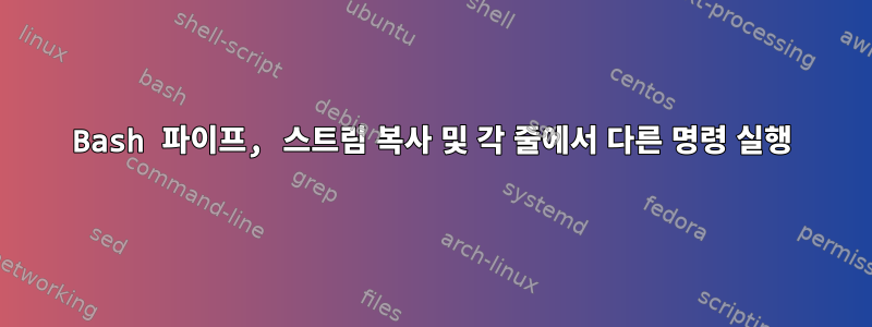 Bash 파이프, 스트림 복사 및 각 줄에서 다른 명령 실행