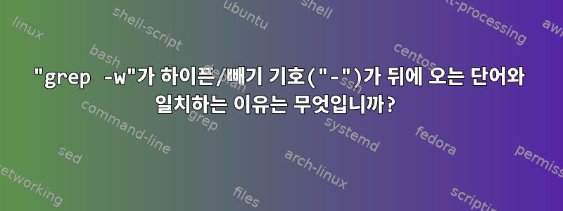 "grep -w"가 하이픈/빼기 기호("-")가 뒤에 오는 단어와 일치하는 이유는 무엇입니까?