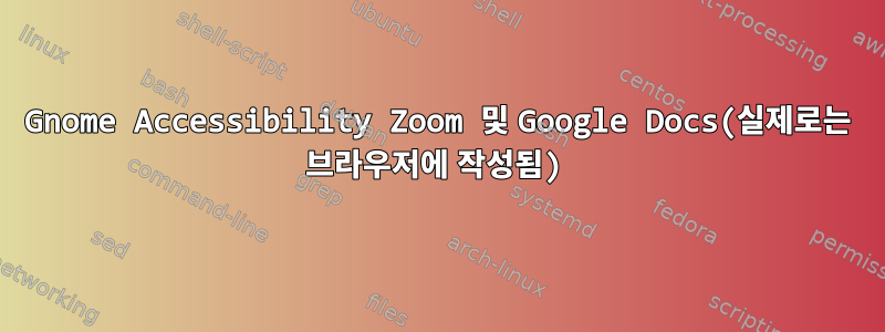 Gnome Accessibility Zoom 및 Google Docs(실제로는 브라우저에 작성됨)