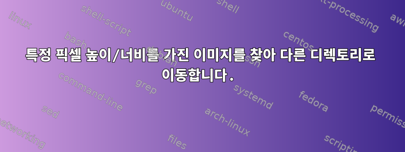 특정 픽셀 높이/너비를 가진 이미지를 찾아 다른 디렉토리로 이동합니다.