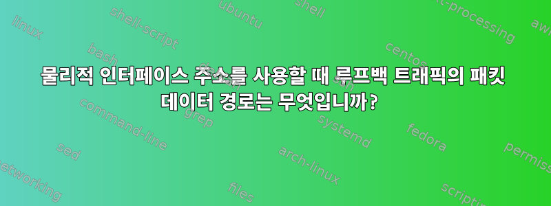 물리적 인터페이스 주소를 사용할 때 루프백 트래픽의 패킷 데이터 경로는 무엇입니까?