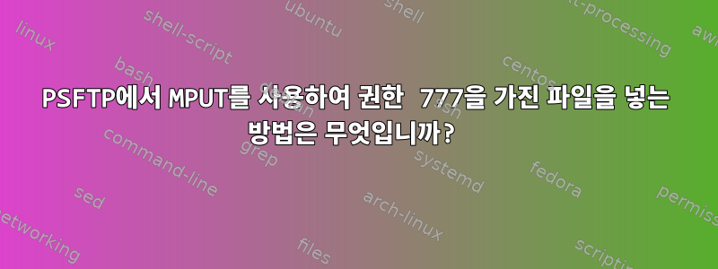 PSFTP에서 MPUT를 사용하여 권한 777을 가진 파일을 넣는 방법은 무엇입니까?