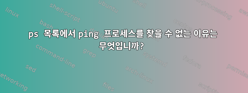 ps 목록에서 ping 프로세스를 찾을 수 없는 이유는 무엇입니까?